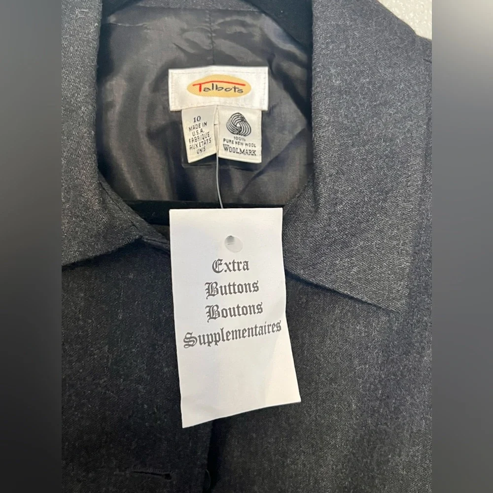 Talbots 100% wool dark grey blazer NWT vintage size 10